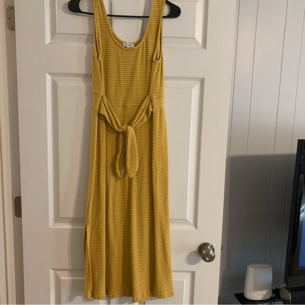 Eyeshadow Yellow Striped Midi Dress